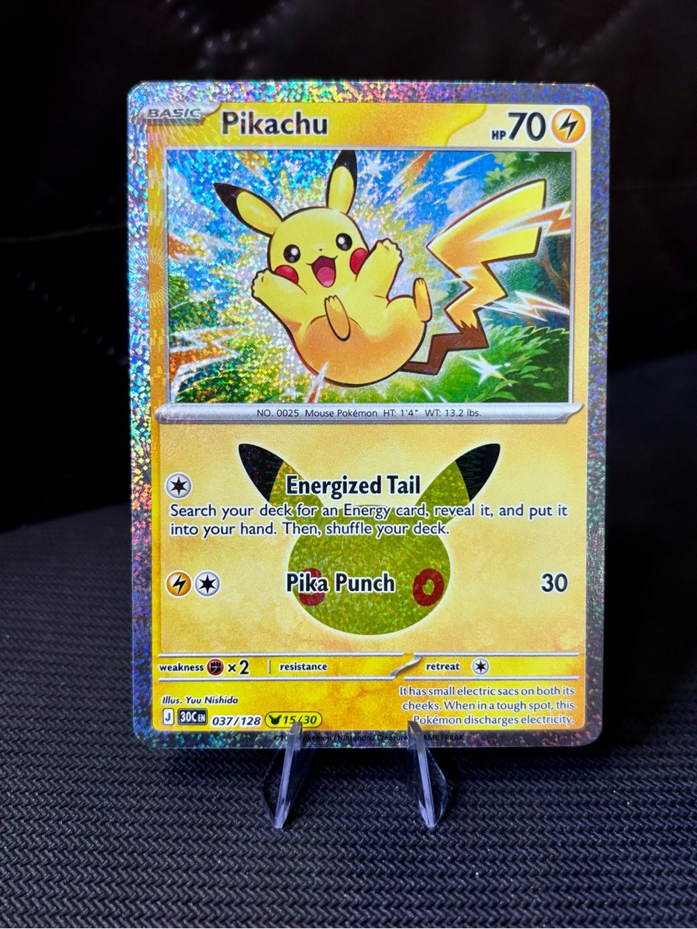 Pikachu 037/128 Holo Rare 15/30 Pokémon TCG ME: 30th Celebration NM